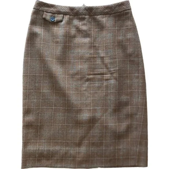 J. Crew Skirts J Crew No 2 Pencil Skirt Brown Plaid 0 Wool Poshmark